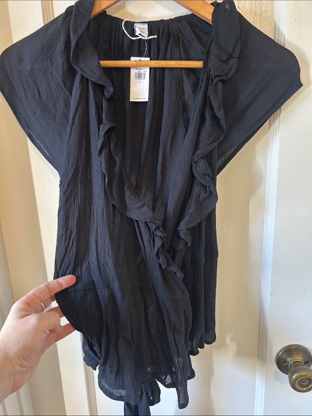 Old Navy Black Ruffle-Front Blouse